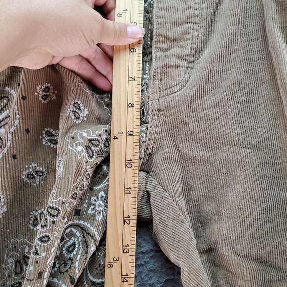 Purple Brand Jeans Mens 34x34 Brown Button Fly Corduroy Paisley Print Skinny - Picture 9 of 16